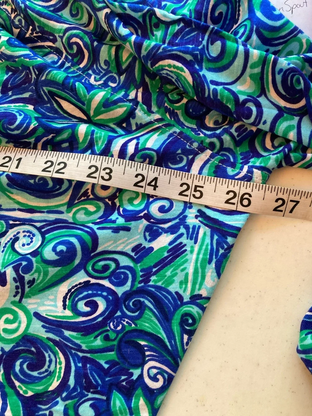 Printed Peasant Blouse in Blue & Green Swirl - Picture 5 of 8